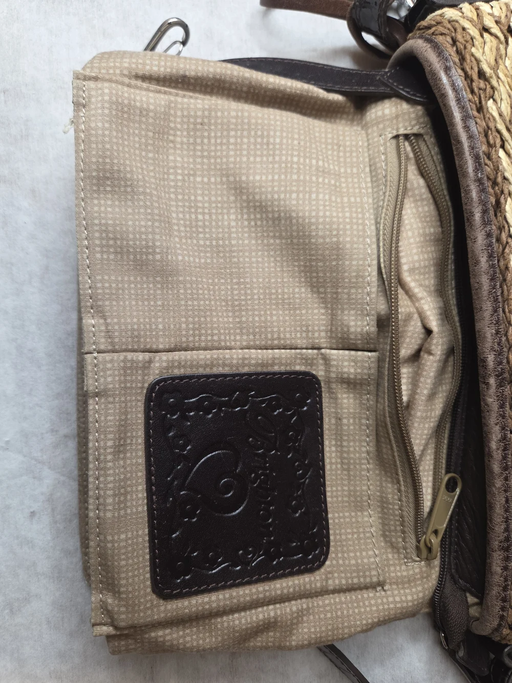 Brighton Woven Straw Crossbody with Brown Trim and Chocolate Strap-See Pictures